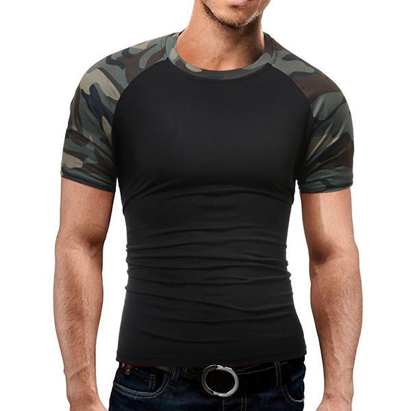 Camiseta De Camuflaje De Moda De Ocio De Verano Camiseta De Manga Corta De Manga Raglán Para Hombre Camisetas