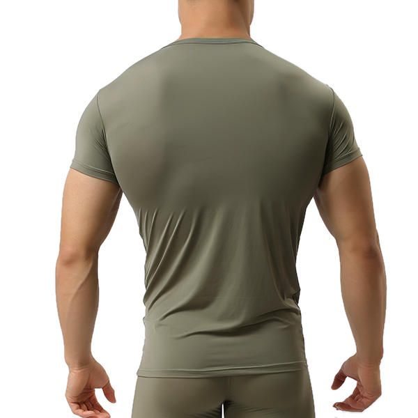 Camiseta Deportiva Para Hombre Camisetas Sexis Color Puro Culturismo Elástico Cómodo Camiseta