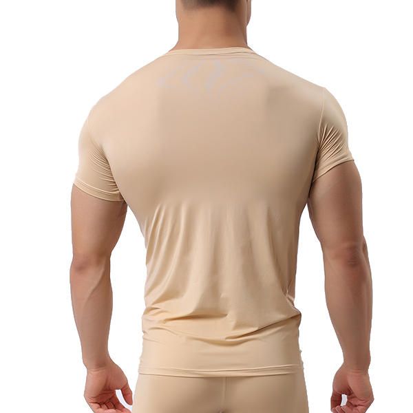 Camiseta Deportiva Para Hombre Camisetas Sexis Color Puro Culturismo Elástico Cómodo Camiseta