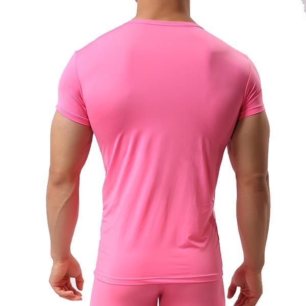 Camiseta Deportiva Para Hombre Camisetas Sexis Color Puro Culturismo Elástico Cómodo Camiseta