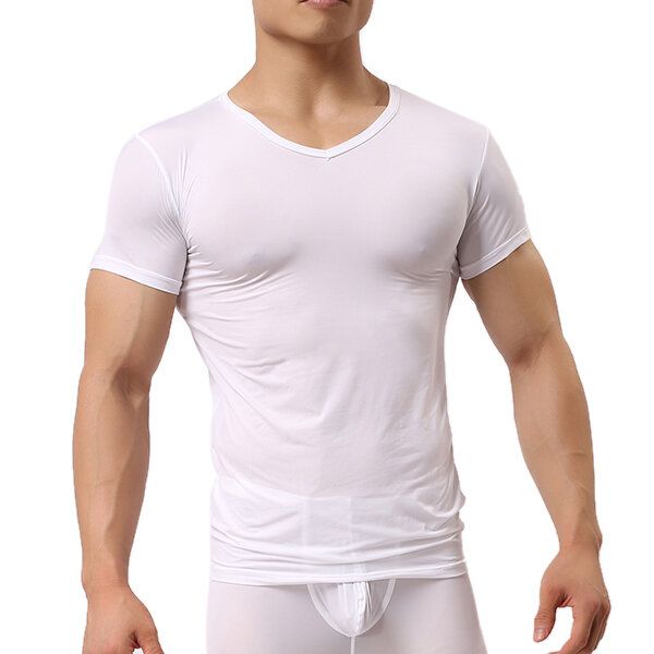 Camiseta Deportiva Para Hombre Camisetas Sexis Color Puro Culturismo Elástico Cómodo Camiseta