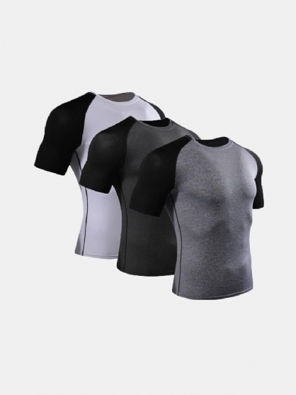 Camiseta De Fitness Ajustada De Manga Corta Para Hombre Camisetas Deportivas De Secado Rápido Elásticas Para Correr Tops