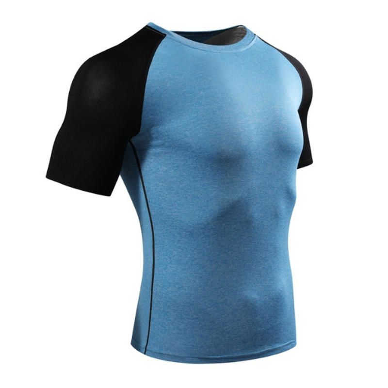 Camiseta De Fitness Ajustada De Manga Corta Para Hombre Camisetas Deportivas De Secado Rápido Elásticas Para Correr Tops