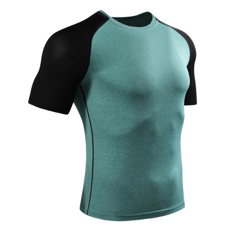 Camiseta De Fitness Ajustada De Manga Corta Para Hombre Camisetas Deportivas De Secado Rápido Elásticas Para Correr Tops