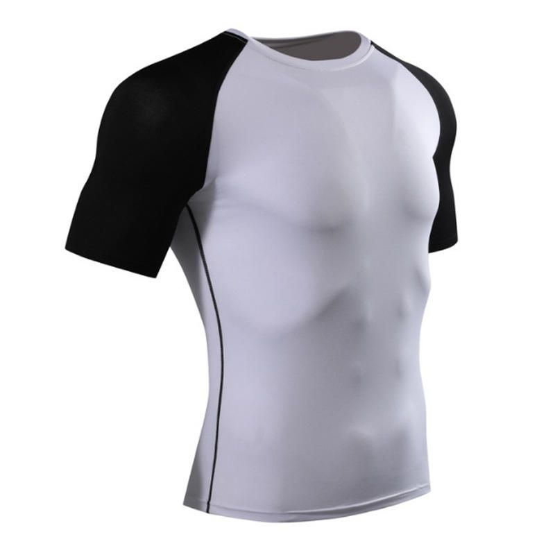 Camiseta De Fitness Ajustada De Manga Corta Para Hombre Camisetas Deportivas De Secado Rápido Elásticas Para Correr Tops