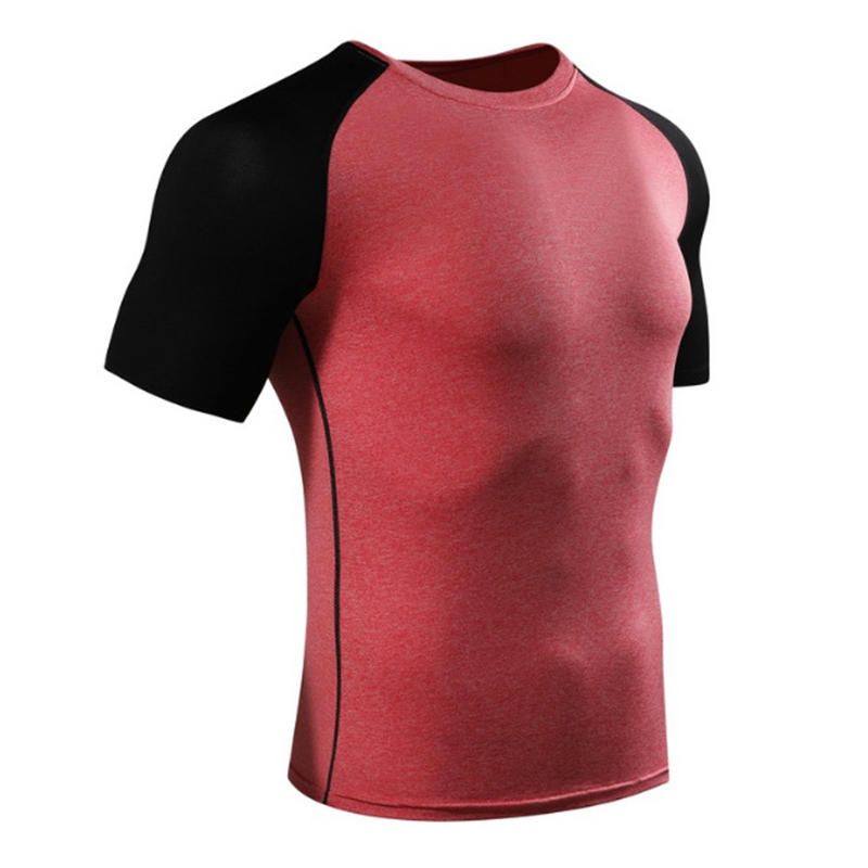 Camiseta De Fitness Ajustada De Manga Corta Para Hombre Camisetas Deportivas De Secado Rápido Elásticas Para Correr Tops