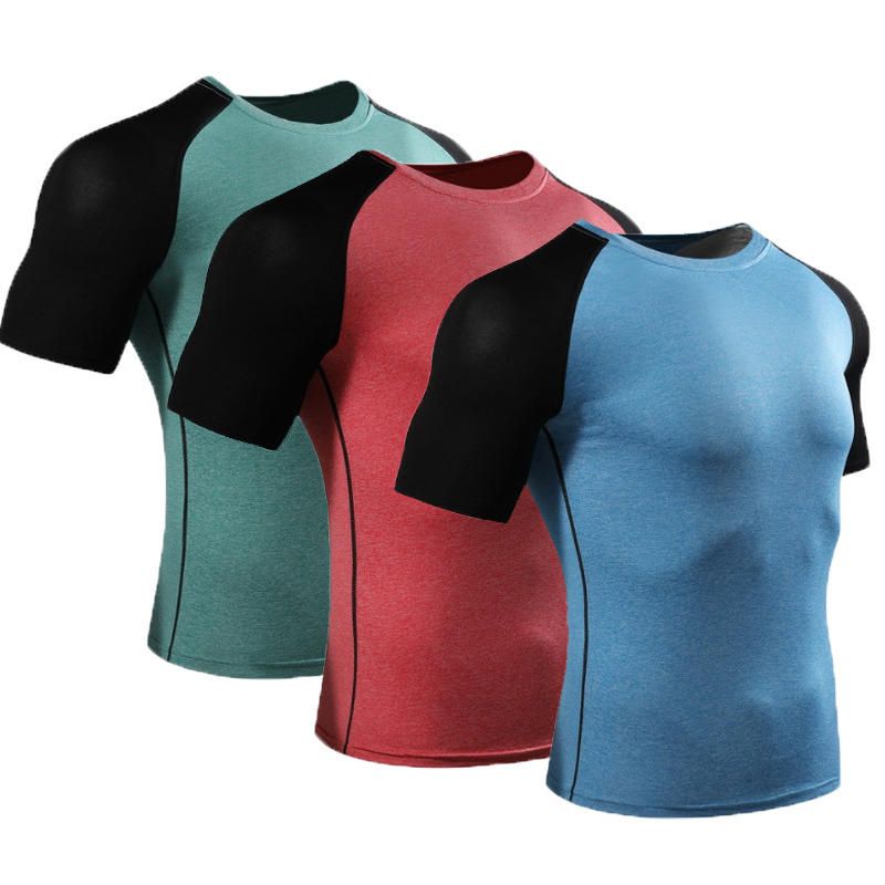 Camiseta De Fitness Ajustada De Manga Corta Para Hombre Camisetas Deportivas De Secado Rápido Elásticas Para Correr Tops