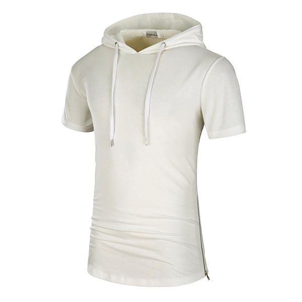 Camiseta Larga Informal Con Capucha Para Hombre De Verano Camiseta Deportiva De Camuflaje Con Mangas Cortas