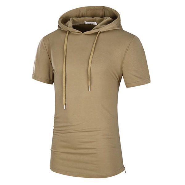 Camiseta Larga Informal Con Capucha Para Hombre De Verano Camiseta Deportiva De Camuflaje Con Mangas Cortas