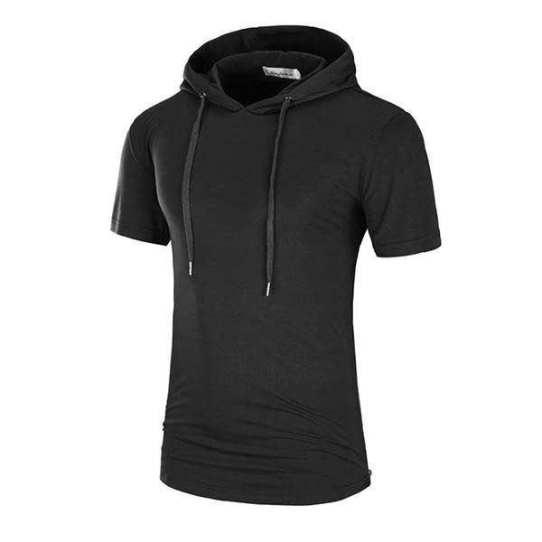 Camiseta Larga Informal Con Capucha Para Hombre De Verano Camiseta Deportiva De Camuflaje Con Mangas Cortas