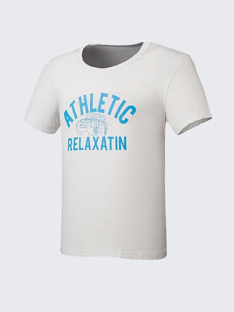 Camiseta De Montañismo Deportivo De Manga Corta De Verano Con Estampado De Coche De Letras Retro Al Aire Libre Para Hombre