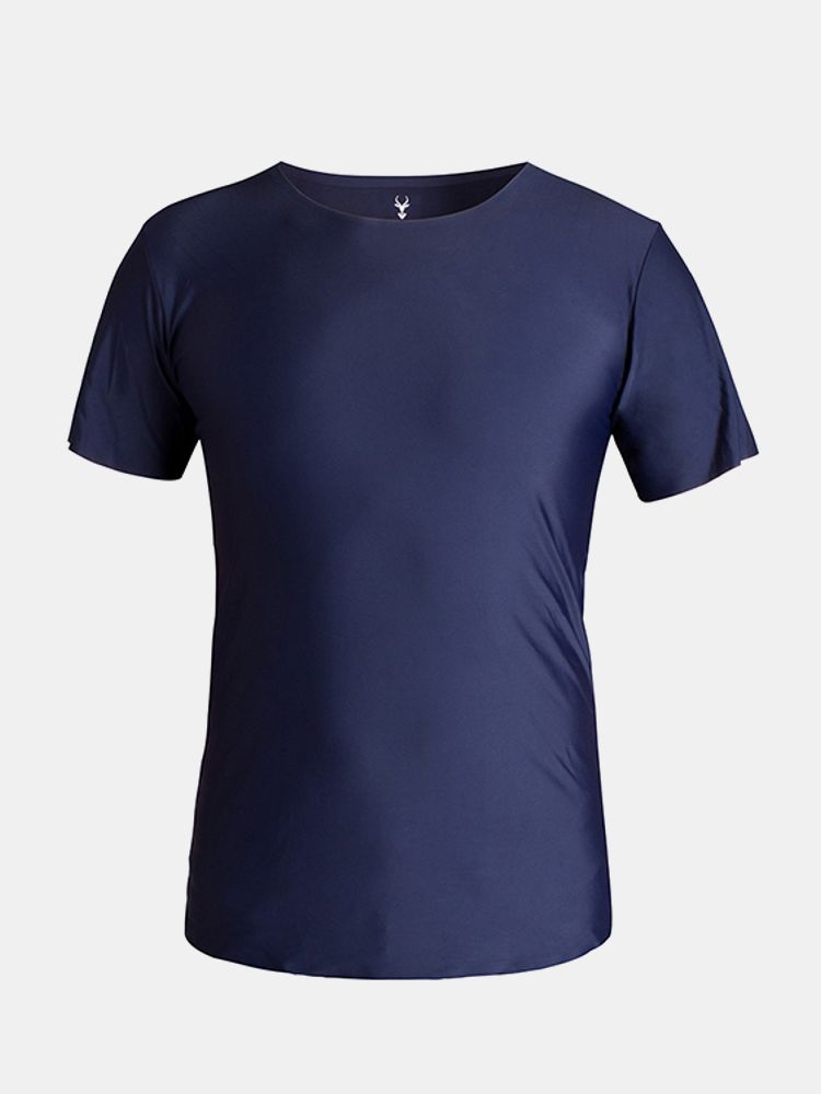 Camiseta Transpirable De Seda De Hielo Sin Costuras Informales De Verano Para Hombre Camisetas Deportivas Cómodas De Color Sólido Sin Rastros