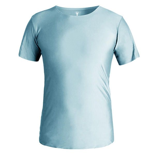 Camiseta Transpirable De Seda De Hielo Sin Costuras Informales De Verano Para Hombre Camisetas Deportivas Cómodas De Color Sólido Sin Rastros