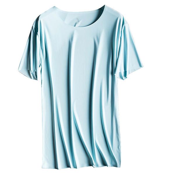 Camiseta Transpirable De Seda De Hielo Sin Costuras Informales De Verano Para Hombre Camisetas Deportivas Cómodas De Color Sólido Sin Rastros