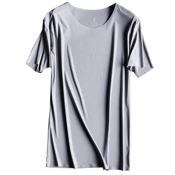 Camiseta Transpirable De Seda De Hielo Sin Costuras Informales De Verano Para Hombre Camisetas Deportivas Cómodas De Color Sólido Sin Rastros