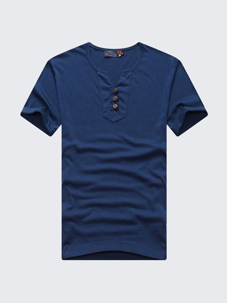 Camiseta De Verano Informal De Color Sólido De Algodón Suelto De Talla Grande Para Hombre