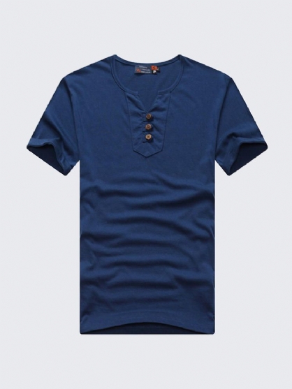 Camiseta De Verano Informal De Color Sólido De Algodón Suelto De Talla Grande Para Hombre