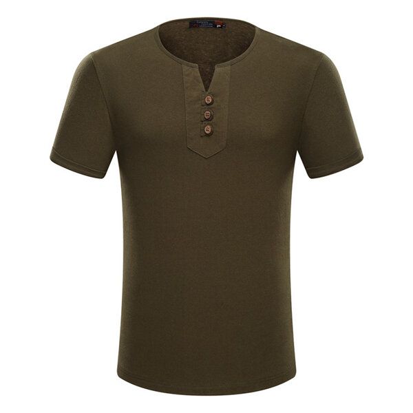 Camiseta De Verano Informal De Color Sólido De Algodón Suelto De Talla Grande Para Hombre