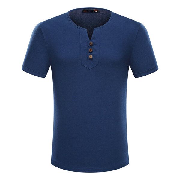 Camiseta De Verano Informal De Color Sólido De Algodón Suelto De Talla Grande Para Hombre