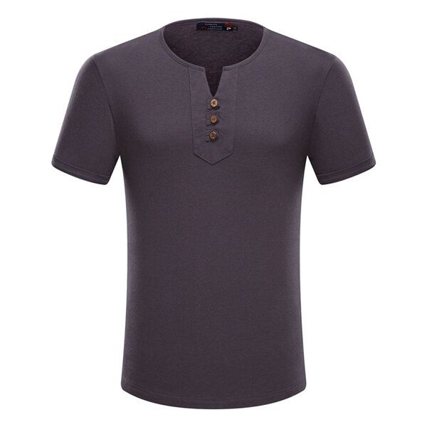 Camiseta De Verano Informal De Color Sólido De Algodón Suelto De Talla Grande Para Hombre