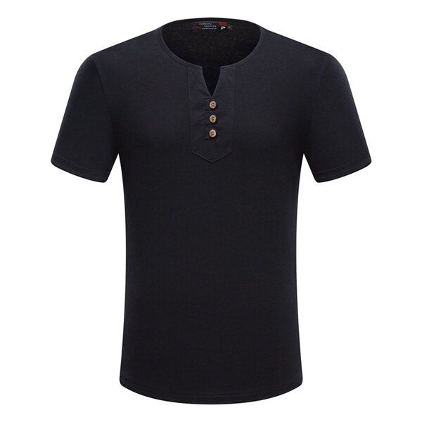 Camiseta De Verano Informal De Color Sólido De Algodón Suelto De Talla Grande Para Hombre