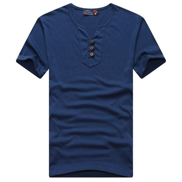 Camiseta De Verano Informal De Color Sólido De Algodón Suelto De Talla Grande Para Hombre