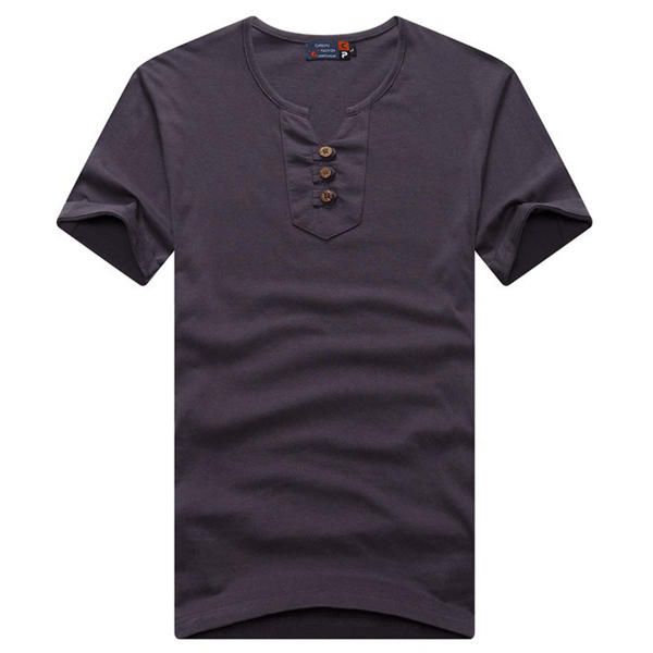 Camiseta De Verano Informal De Color Sólido De Algodón Suelto De Talla Grande Para Hombre