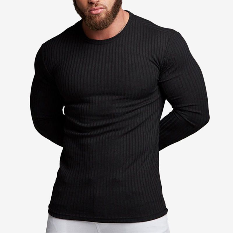 Camisetas Ajustadas Acanaladas Activas Para Hombre