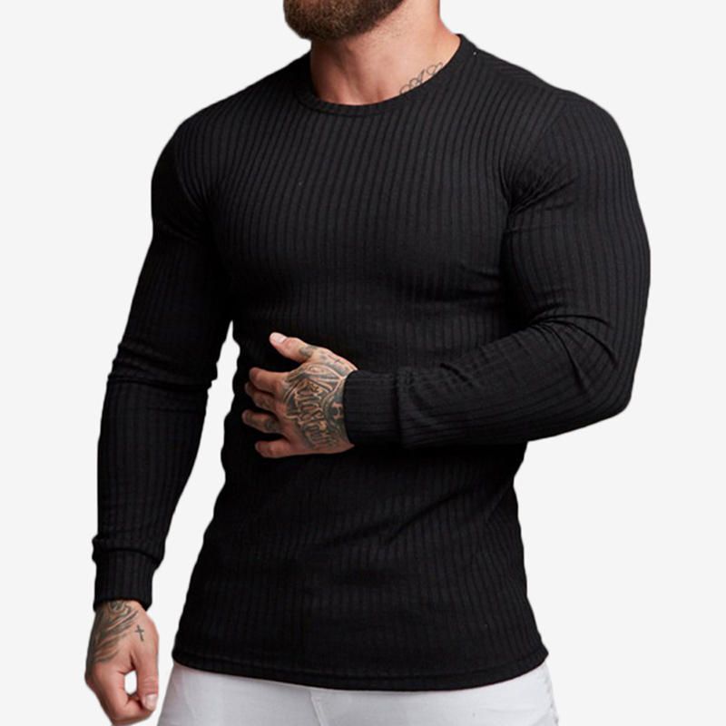 Camisetas Ajustadas Acanaladas Activas Para Hombre