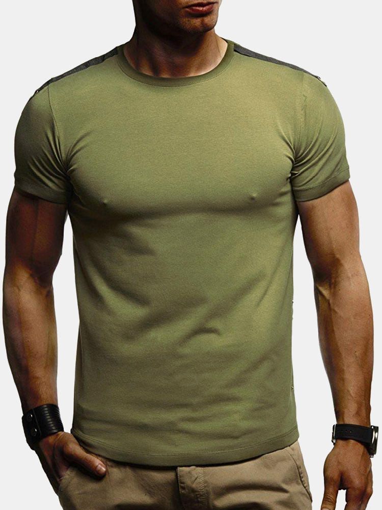 Camisetas Casuales De Verano De Color Sólido Para Hombre Tops De Manga Corta