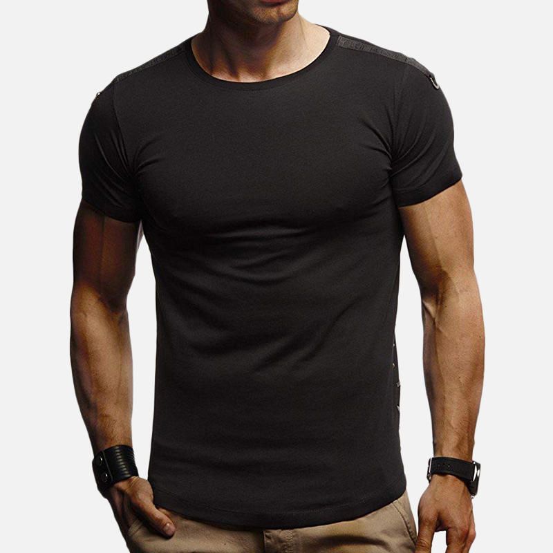 Camisetas Casuales De Verano De Color Sólido Para Hombre Tops De Manga Corta