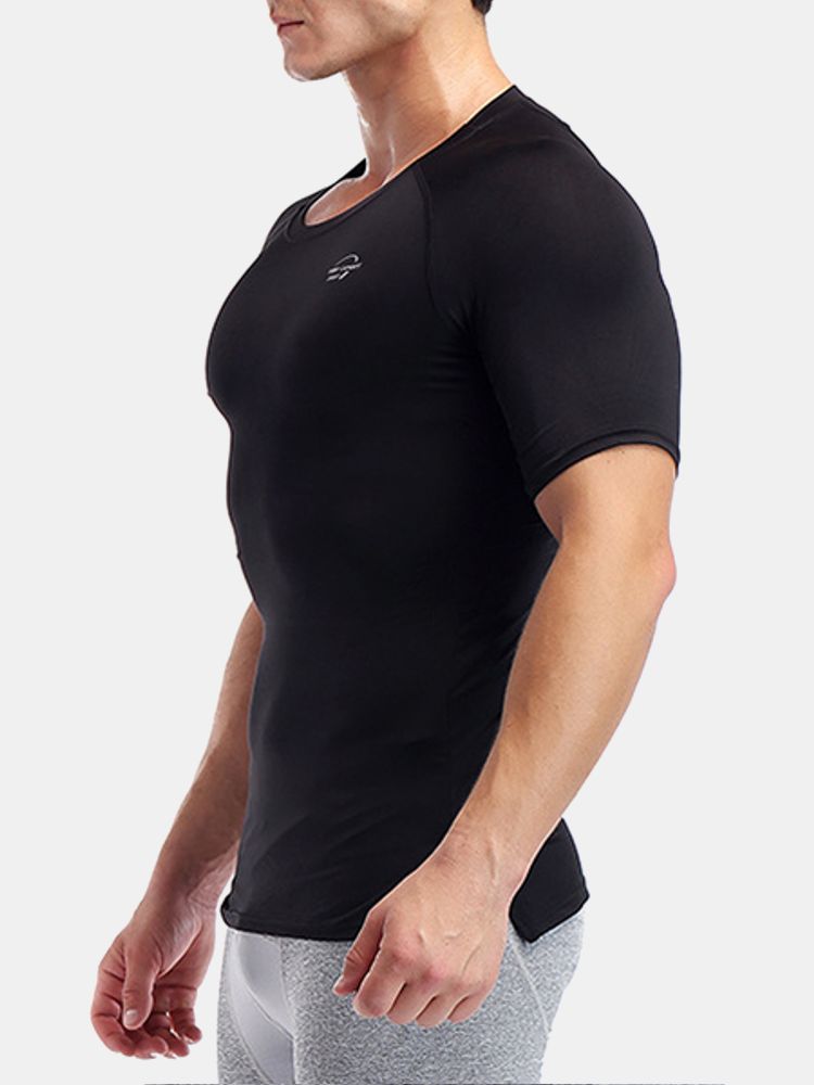 Camisetas Deportivas De Compresión De Secado Rápido Elásticas Camiseta Deportiva Ajustada Transpirable Con Dobladillo Dividido Para Hombres