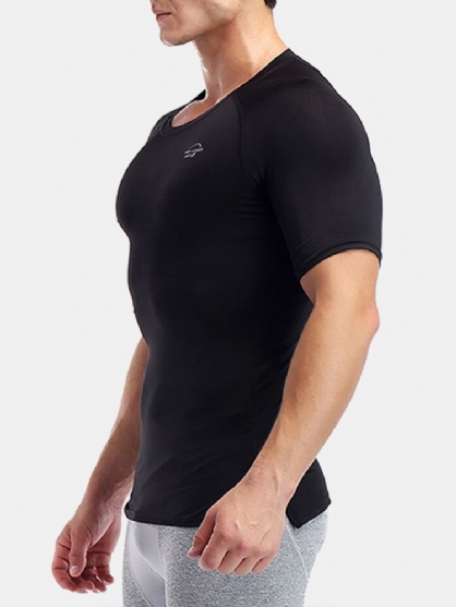 Camisetas Deportivas De Compresión De Secado Rápido Elásticas Camiseta Deportiva Ajustada Transpirable Con Dobladillo Dividido Para Hombres