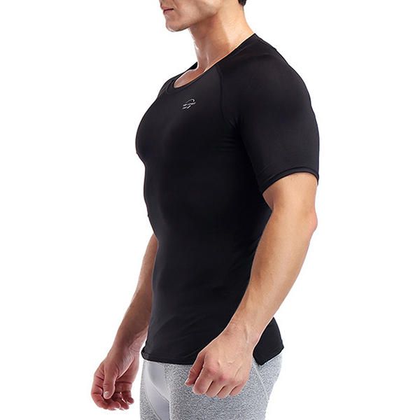 Camisetas Deportivas De Compresión De Secado Rápido Elásticas Camiseta Deportiva Ajustada Transpirable Con Dobladillo Dividido Para Hombres