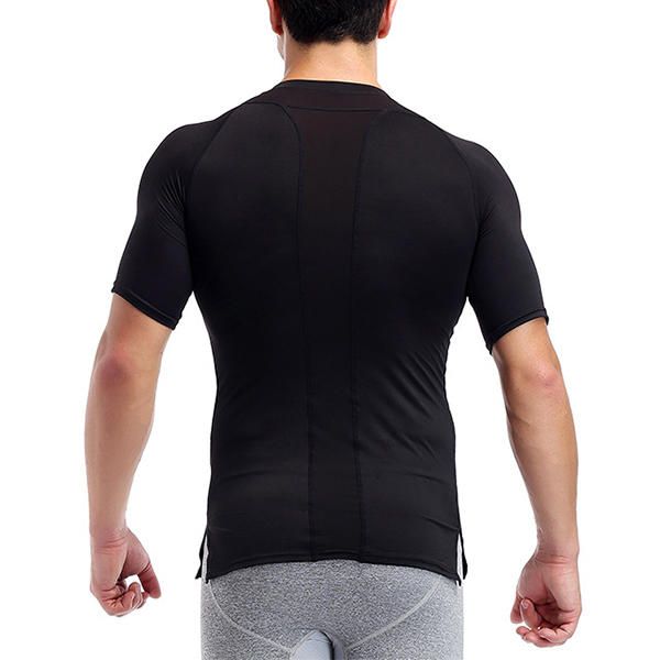 Camisetas Deportivas De Compresión De Secado Rápido Elásticas Camiseta Deportiva Ajustada Transpirable Con Dobladillo Dividido Para Hombres