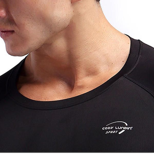 Camisetas Deportivas De Compresión De Secado Rápido Elásticas Camiseta Deportiva Ajustada Transpirable Con Dobladillo Dividido Para Hombres