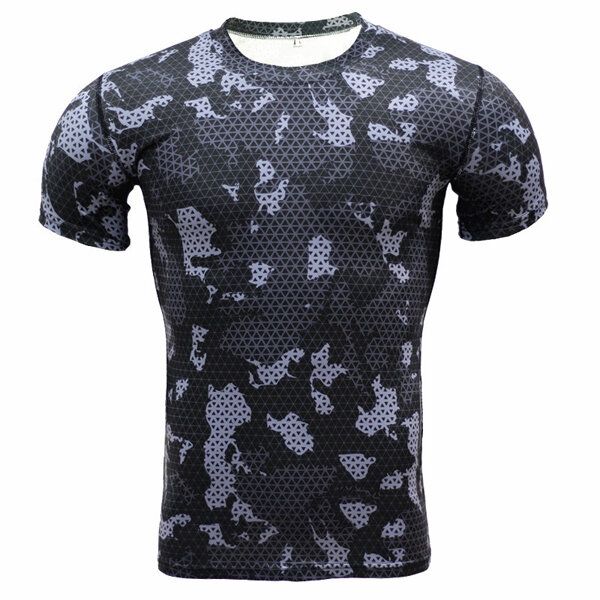 Camisetas Deportivas De Entrenamiento De Camuflaje Para Hombre Tops Camiseta Deportiva Ajustada De Compresión Elástica De Secado Rápido