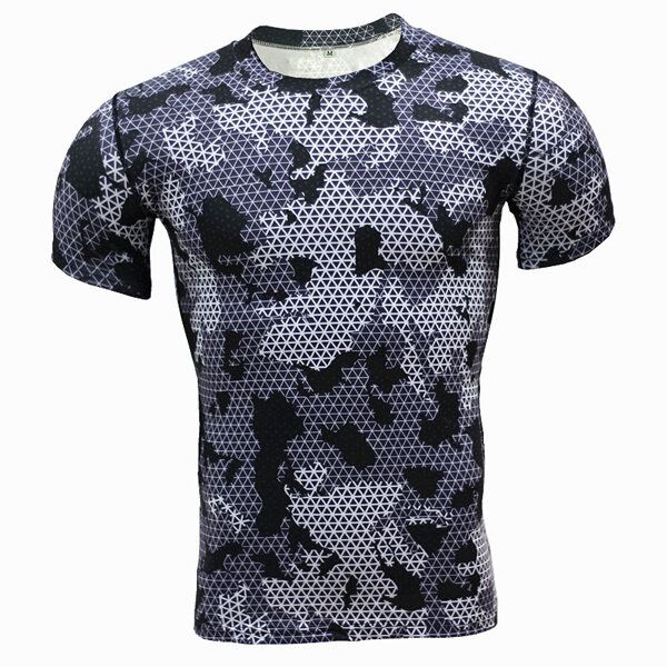 Camisetas Deportivas De Entrenamiento De Camuflaje Para Hombre Tops Camiseta Deportiva Ajustada De Compresión Elástica De Secado Rápido