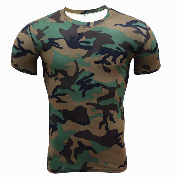 Camisetas Deportivas De Entrenamiento De Camuflaje Para Hombre Tops Camiseta Deportiva Ajustada De Compresión Elástica De Secado Rápido