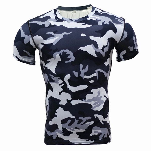 Camisetas Deportivas De Entrenamiento De Camuflaje Para Hombre Tops Camiseta Deportiva Ajustada De Compresión Elástica De Secado Rápido