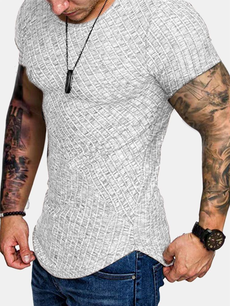 Camisetas Deportivas De Manga Corta Con Cuello Redondo De Color Liso Para Hombre