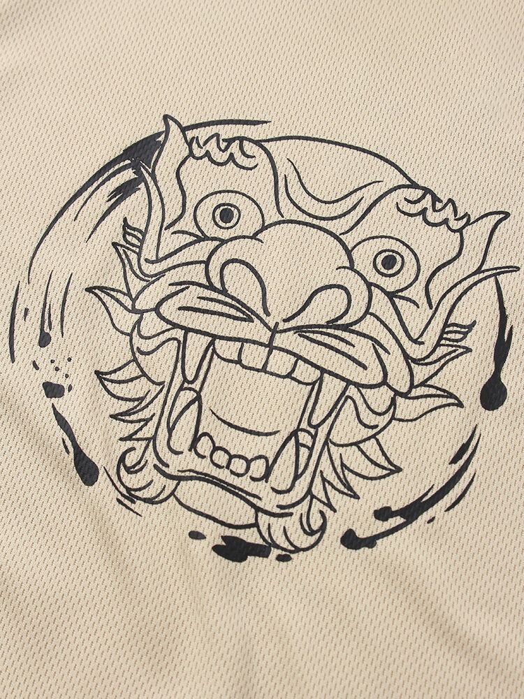 Camisetas Sin Mangas Sin Mangas Con Capucha Y Estampado De Dragón De Dibujos Animados Para Hombre