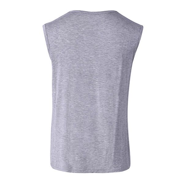 Camisetas Sin Mangas De Cuello Redondo De Color Sólido Para Hombre Chaleco Deportivo Sin Mangas Tops De Modal Informal