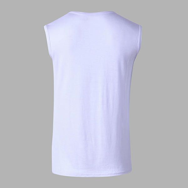 Camisetas Sin Mangas De Cuello Redondo De Color Sólido Para Hombre Chaleco Deportivo Sin Mangas Tops De Modal Informal