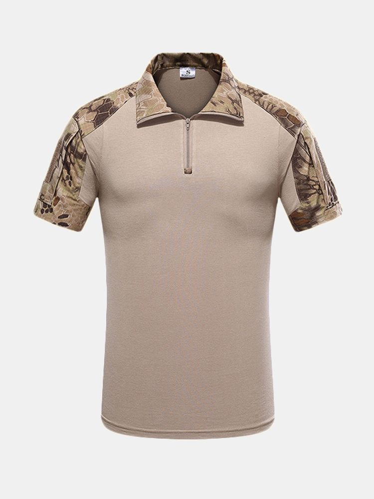 Camisetas Tácticas De Camuflaje Multicolor Biónico Al Aire Libre Camisetas Deportivas Informales Con Solapa De Secado Rápido Para Hombres