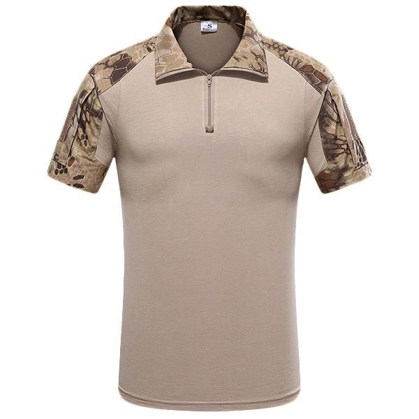 Camisetas Tácticas De Camuflaje Multicolor Biónico Al Aire Libre Camisetas Deportivas Informales Con Solapa De Secado Rápido Para Hombres