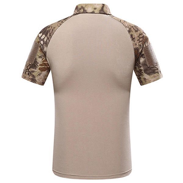 Camisetas Tácticas De Camuflaje Multicolor Biónico Al Aire Libre Camisetas Deportivas Informales Con Solapa De Secado Rápido Para Hombres