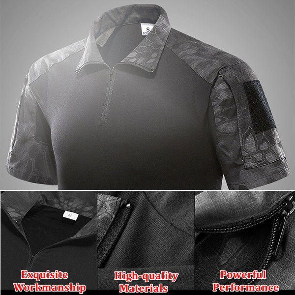 Camisetas Tácticas De Camuflaje Multicolor Biónico Al Aire Libre Camisetas Deportivas Informales Con Solapa De Secado Rápido Para Hombres