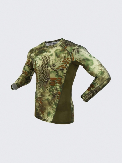 Camuflaje Táctico Al Aire Libre Camiseta Seca De Velocidad Ajustada Camiseta De Manga Larga Con Mecha Elástica Para Hombre