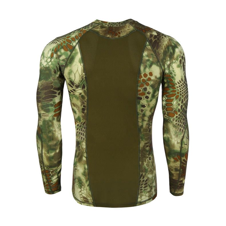 Camuflaje Táctico Al Aire Libre Camiseta Seca De Velocidad Ajustada Camiseta De Manga Larga Con Mecha Elástica Para Hombre